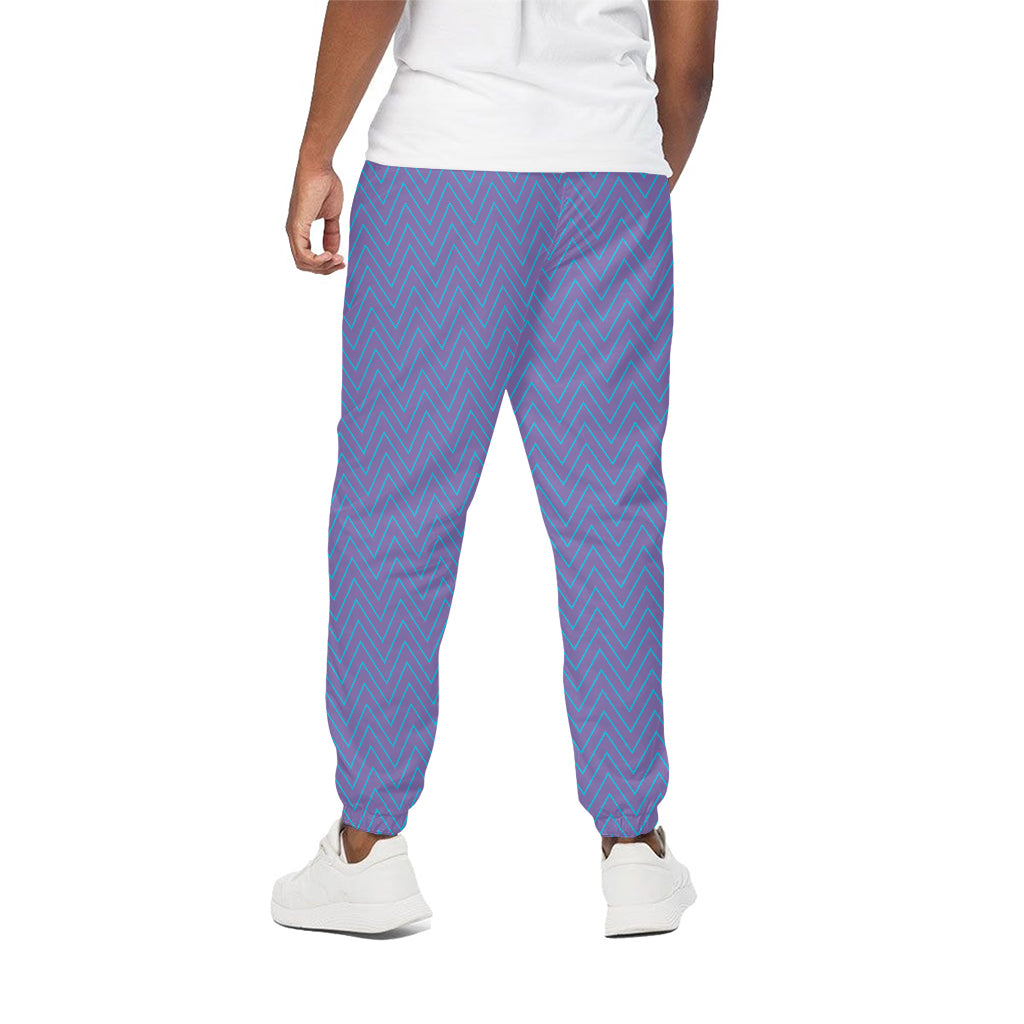 Blue And Purple Zigzag Pattern Print Cotton Pants