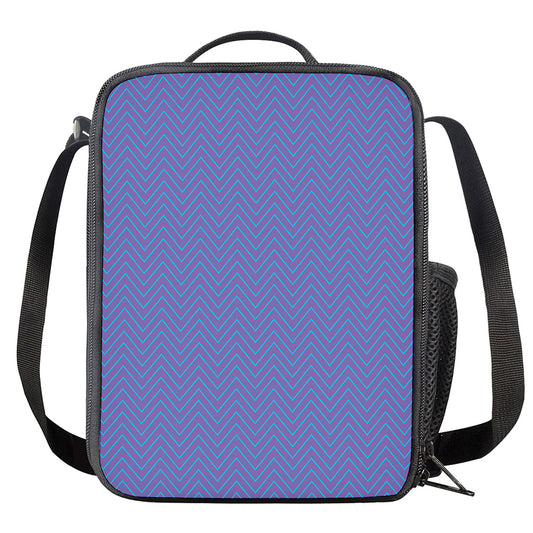 Blue And Purple Zigzag Pattern Print Crossbody Lunch Bag