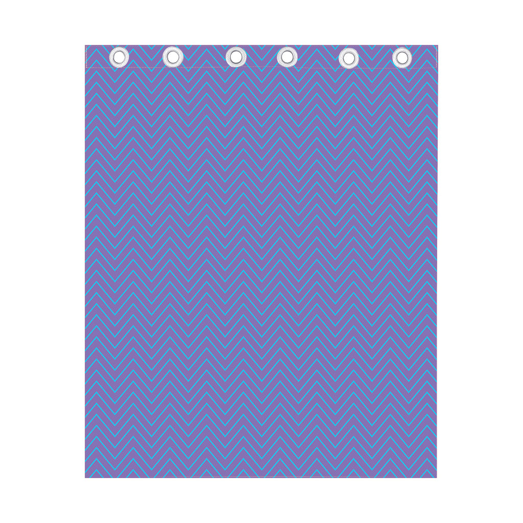 Blue And Purple Zigzag Pattern Print Curtain