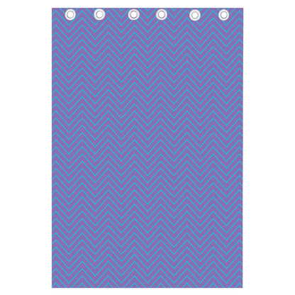Blue And Purple Zigzag Pattern Print Curtain