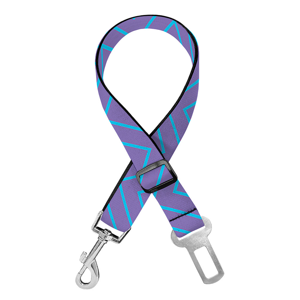 Blue And Purple Zigzag Pattern Print Dog Seat Belt