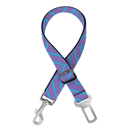 Blue And Purple Zigzag Pattern Print Dog Seat Belt