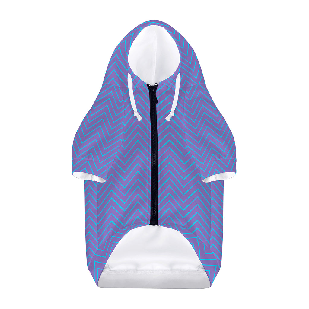 Blue And Purple Zigzag Pattern Print Dog Zip Up Hoodie