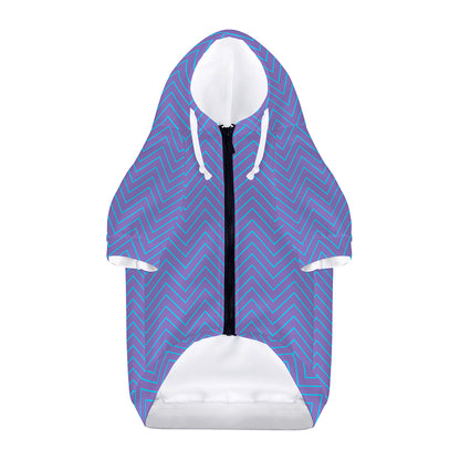 Blue And Purple Zigzag Pattern Print Dog Zip Up Hoodie