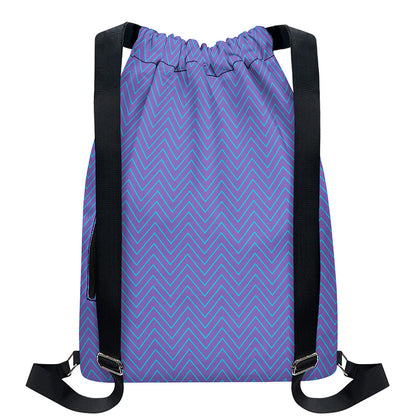 Blue And Purple Zigzag Pattern Print Drawstring Backpack