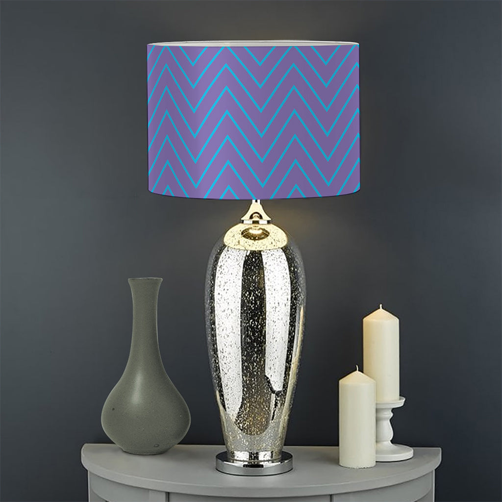 Blue And Purple Zigzag Pattern Print Drum Lamp Shade