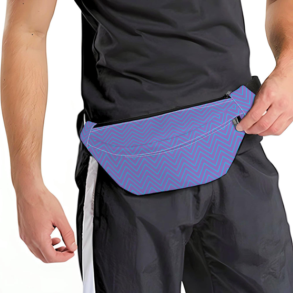 Blue And Purple Zigzag Pattern Print Fanny Pack