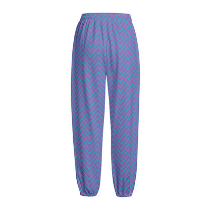 Blue And Purple Zigzag Pattern Print Fleece Lined Knit Pants