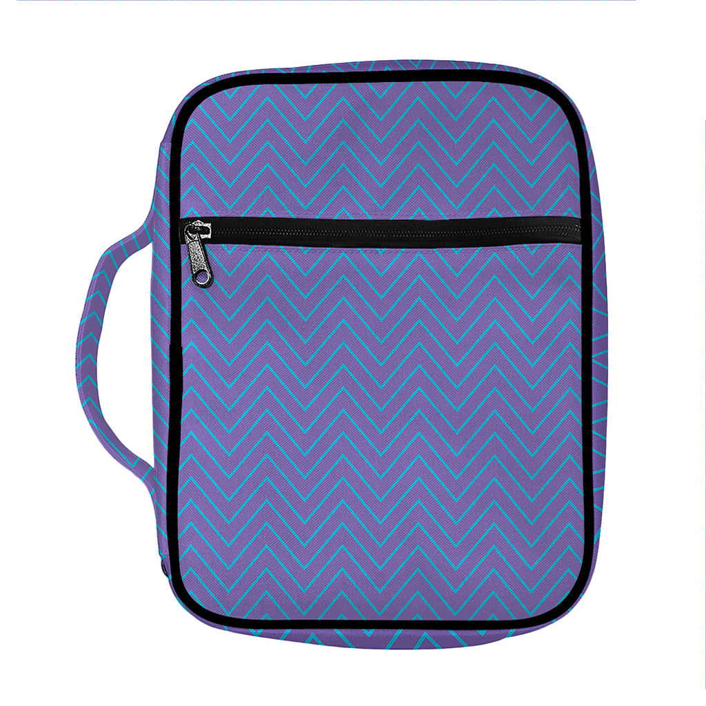 Blue And Purple Zigzag Pattern Print Front Pocket Bible Bag