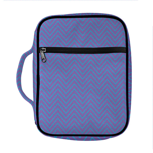 Blue And Purple Zigzag Pattern Print Front Pocket Bible Bag