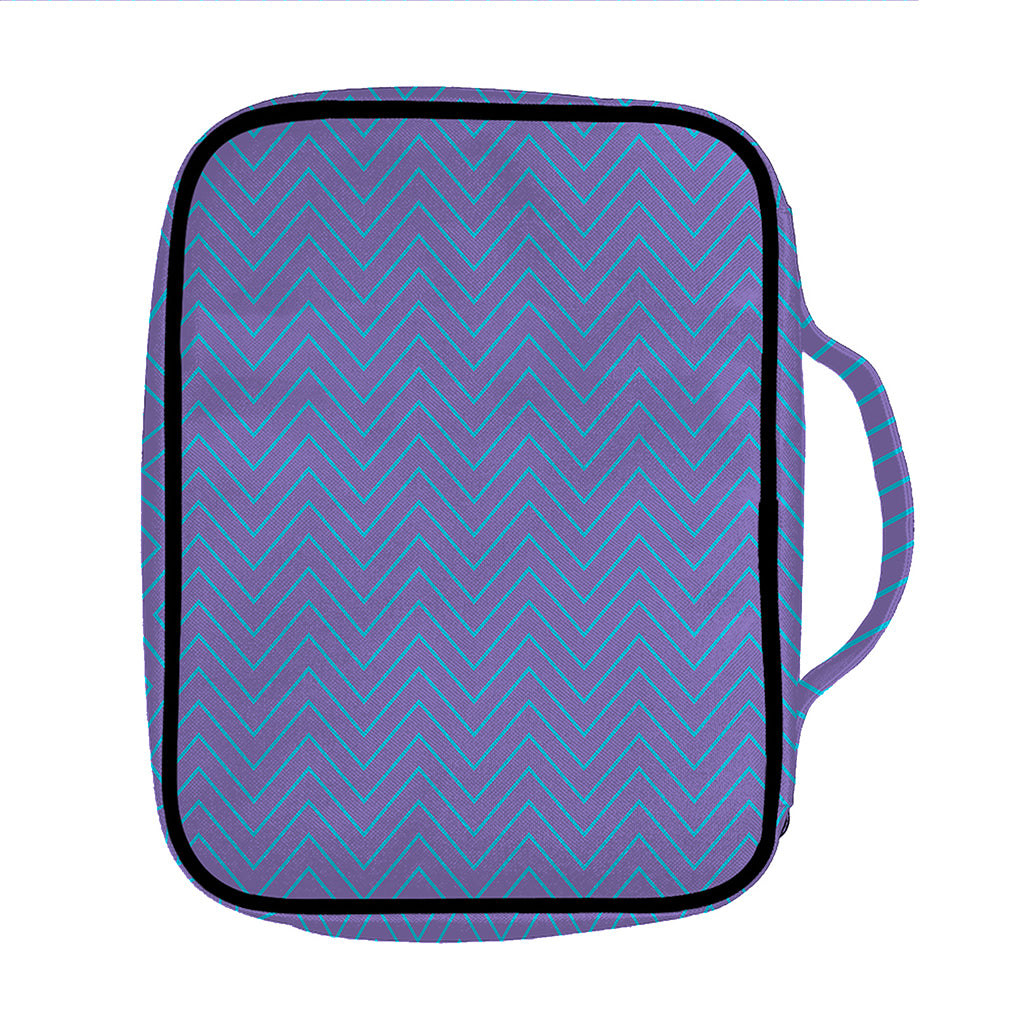 Blue And Purple Zigzag Pattern Print Front Pocket Bible Bag