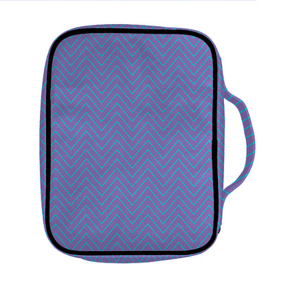 Blue And Purple Zigzag Pattern Print Front Pocket Bible Bag