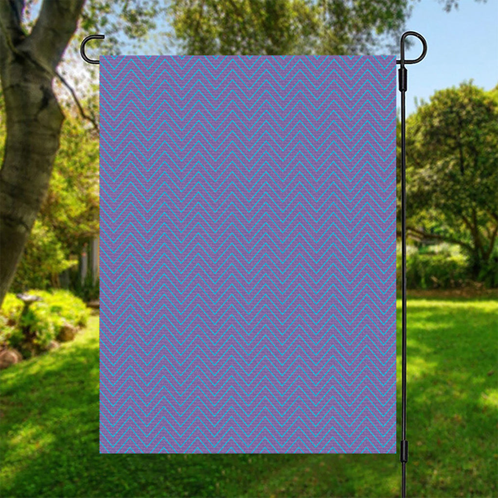 Blue And Purple Zigzag Pattern Print Garden Flag