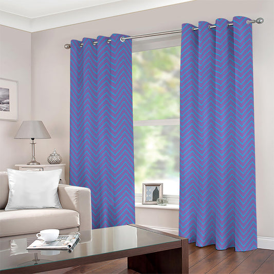 Blue And Purple Zigzag Pattern Print Grommet Curtains