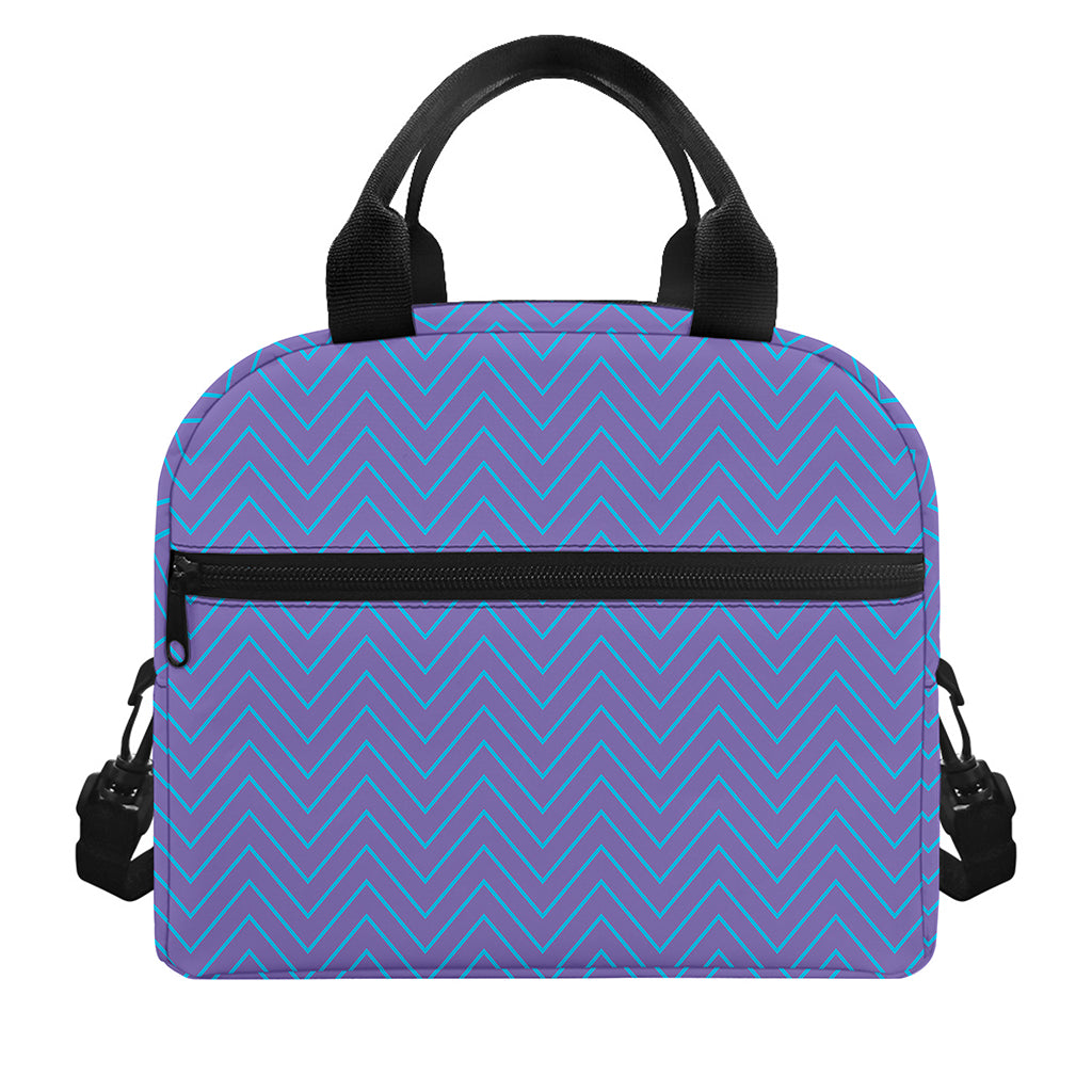 Blue And Purple Zigzag Pattern Print Insulated Lunch Bag