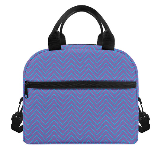 Blue And Purple Zigzag Pattern Print Insulated Lunch Bag