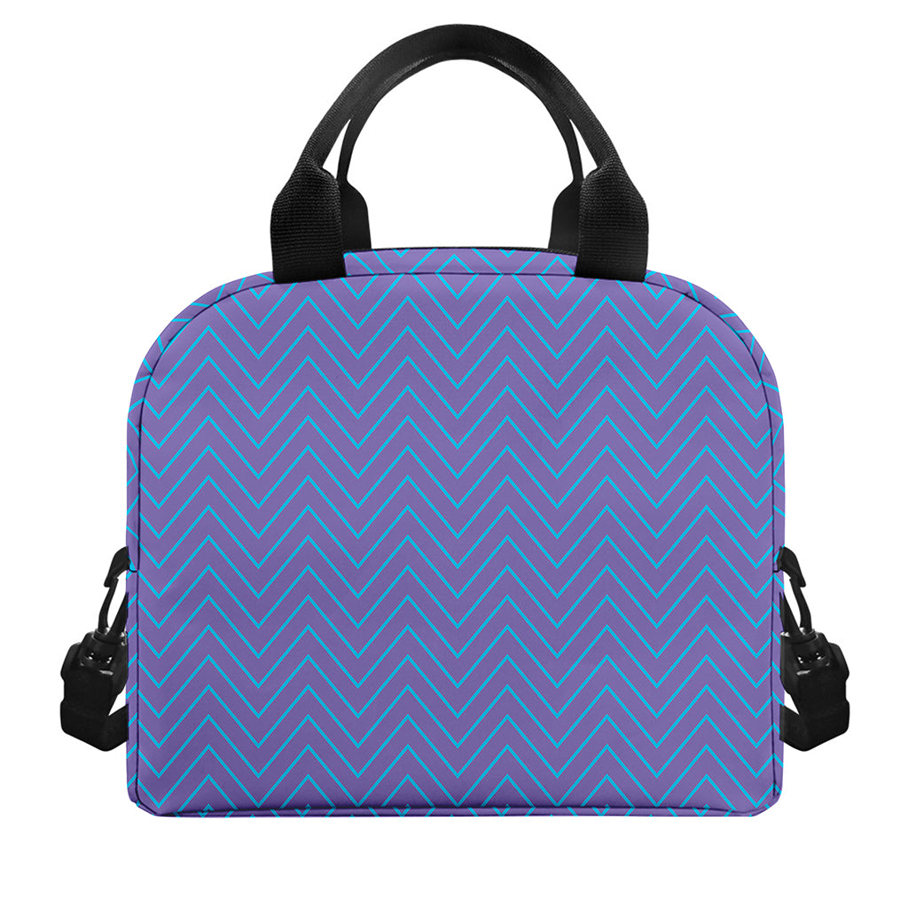 Blue And Purple Zigzag Pattern Print Insulated Lunch Bag