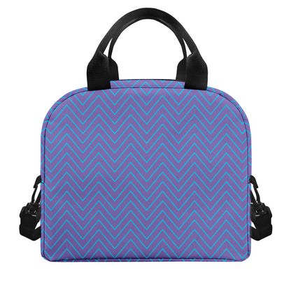 Blue And Purple Zigzag Pattern Print Insulated Lunch Bag