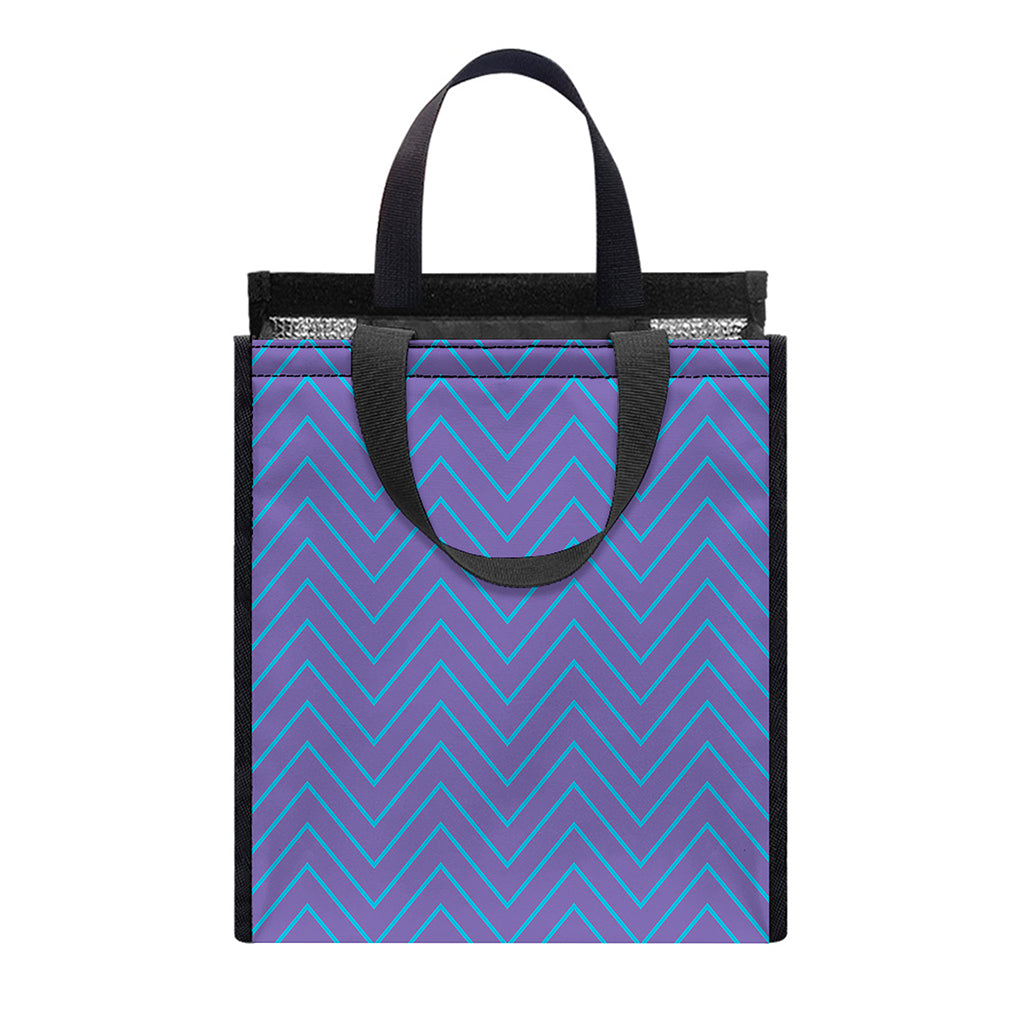 Blue And Purple Zigzag Pattern Print Insulated Lunch Tote