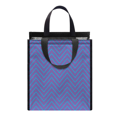 Blue And Purple Zigzag Pattern Print Insulated Lunch Tote