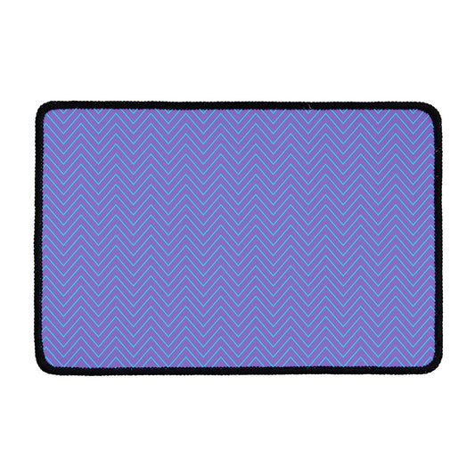Blue And Purple Zigzag Pattern Print Kitchen Mat