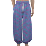 Blue And Purple Zigzag Pattern Print Lantern Pants