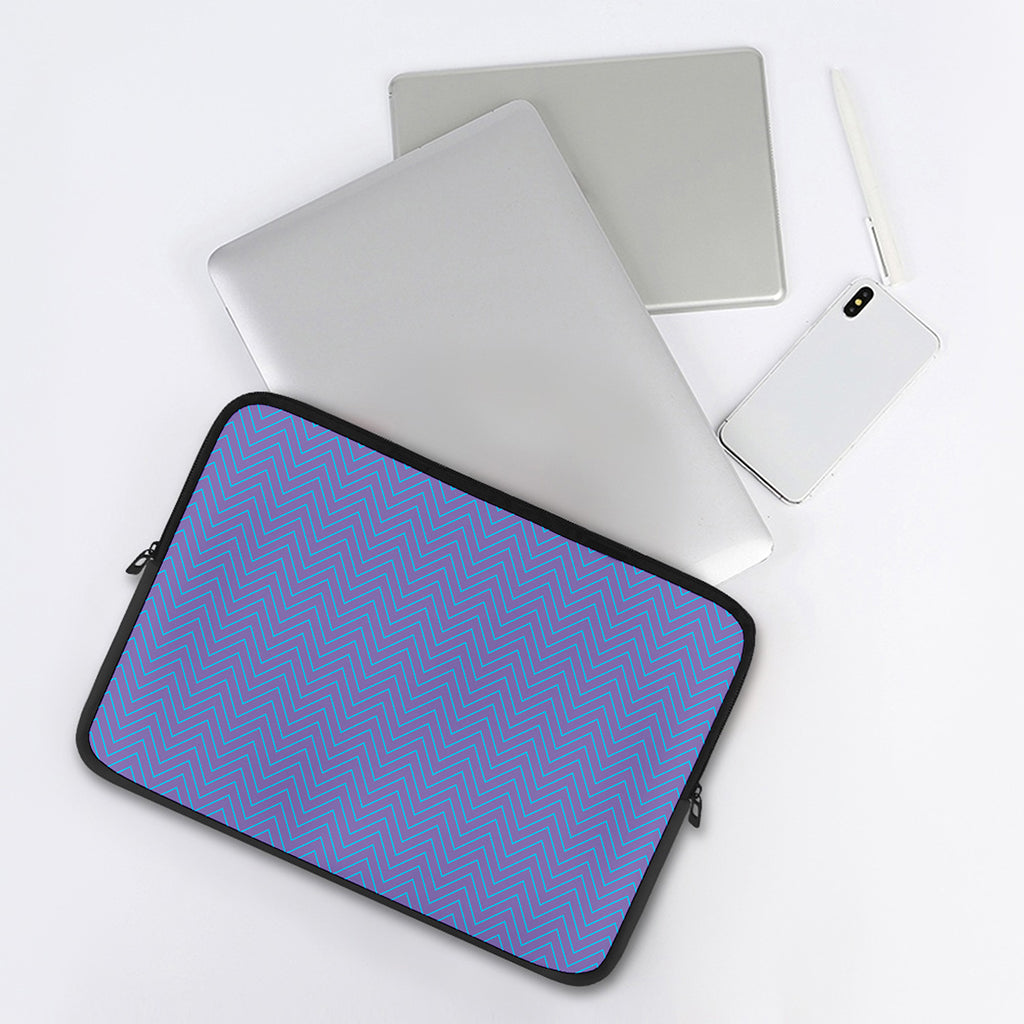 Blue And Purple Zigzag Pattern Print Laptop Sleeve