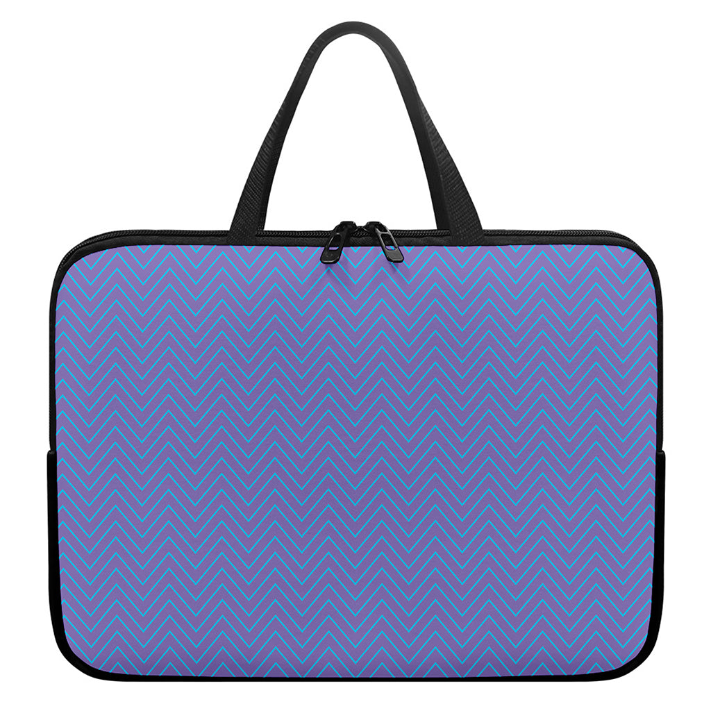 Blue And Purple Zigzag Pattern Print Laptop Sleeve With Handle