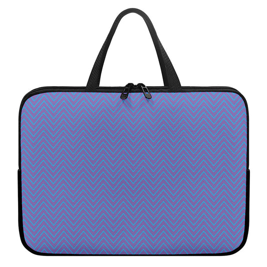 Blue And Purple Zigzag Pattern Print Laptop Sleeve With Handle