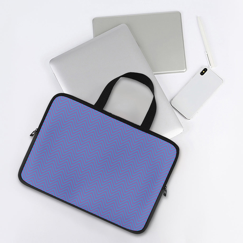 Blue And Purple Zigzag Pattern Print Laptop Sleeve With Handle