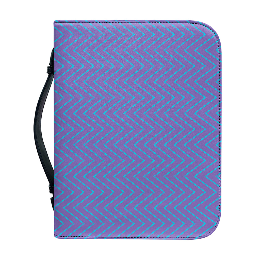 Blue And Purple Zigzag Pattern Print Leather Bible Cover