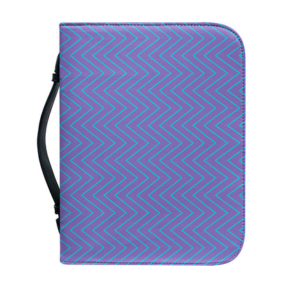 Blue And Purple Zigzag Pattern Print Leather Bible Cover