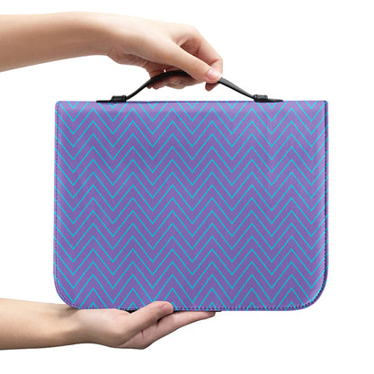 Blue And Purple Zigzag Pattern Print Leather Bible Cover
