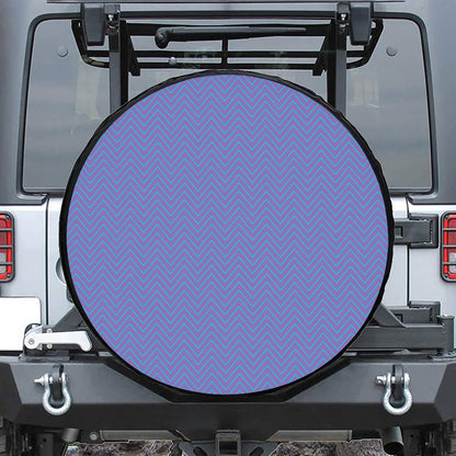 Blue And Purple Zigzag Pattern Print Leather Spare Tire Cover