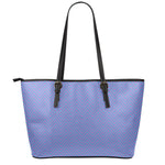 Blue And Purple Zigzag Pattern Print Leather Tote Bag