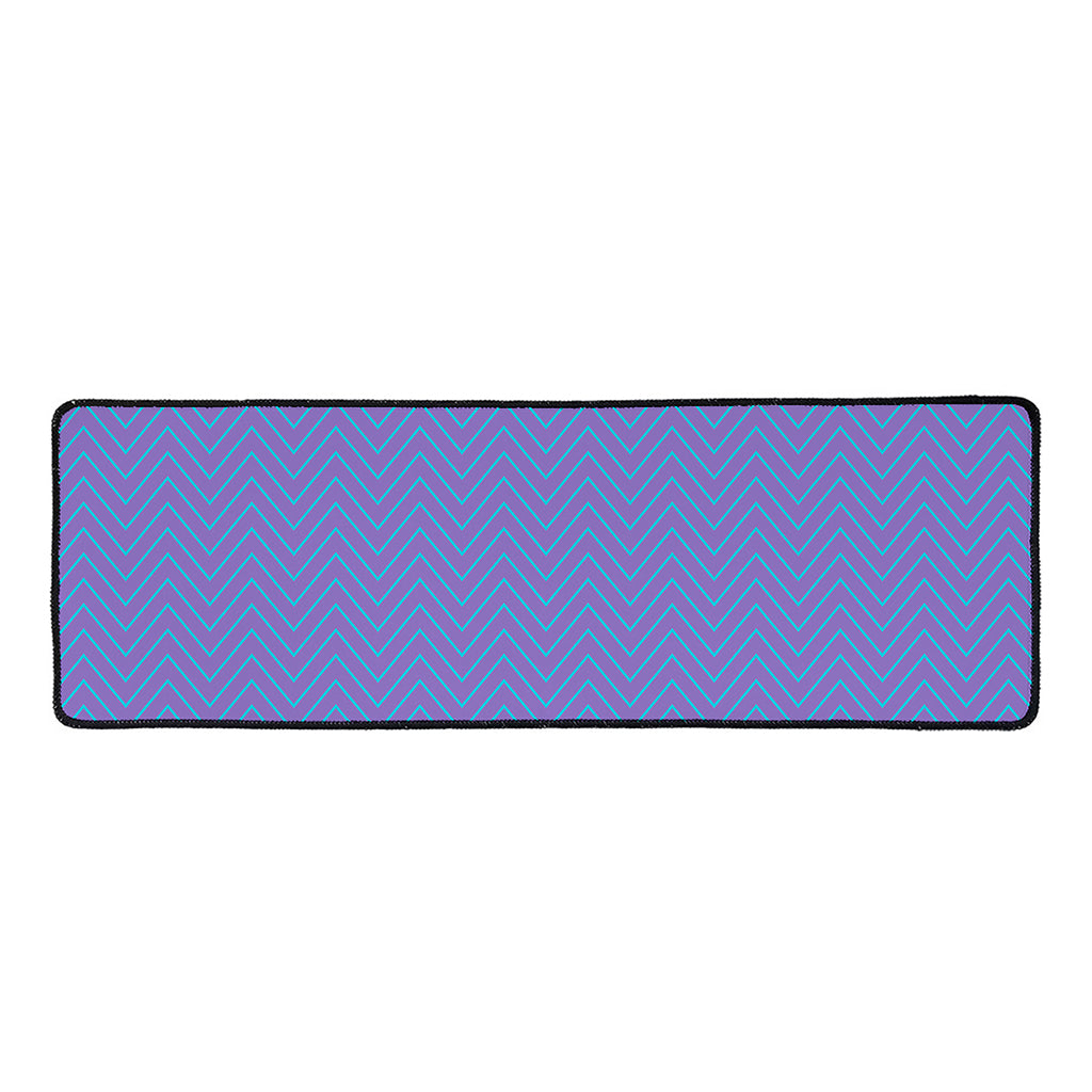 Blue And Purple Zigzag Pattern Print Long Kitchen Mat