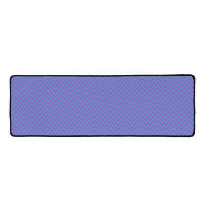Blue And Purple Zigzag Pattern Print Long Kitchen Mat