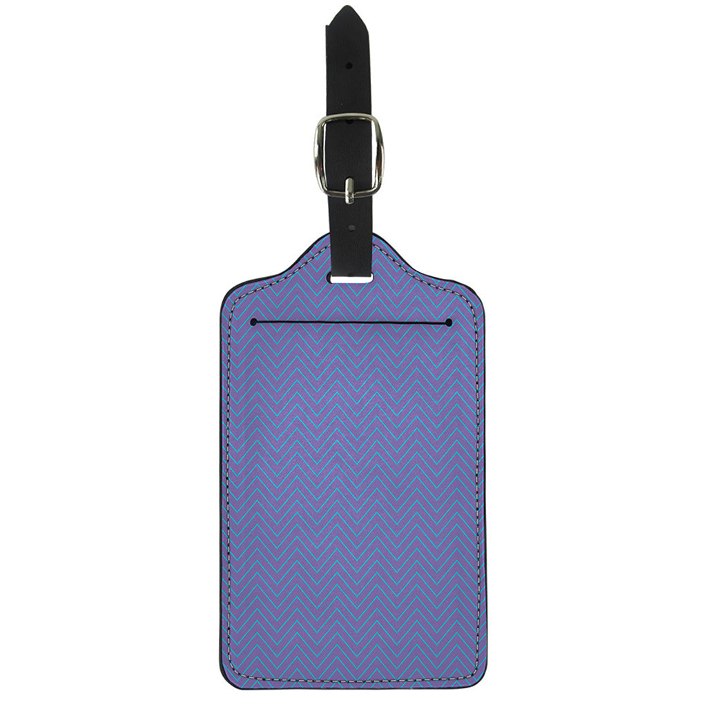 Blue And Purple Zigzag Pattern Print Luggage Tag