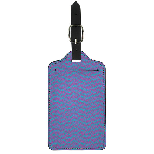 Blue And Purple Zigzag Pattern Print Luggage Tag