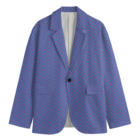 Blue And Purple Zigzag Pattern Print Men's Blazer