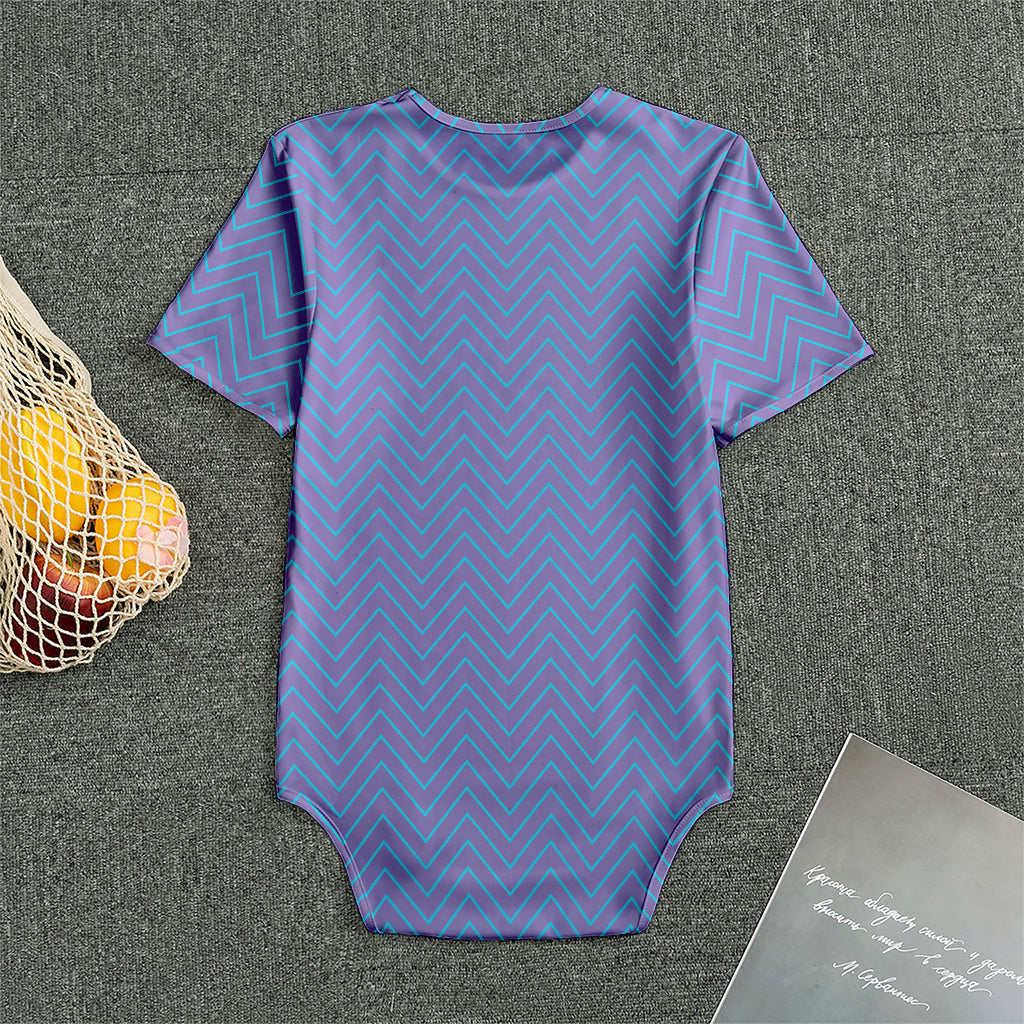Blue And Purple Zigzag Pattern Print Men's Bodysuit