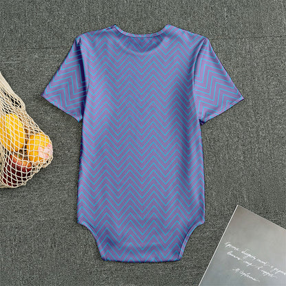 Blue And Purple Zigzag Pattern Print Men's Bodysuit
