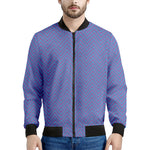 Blue And Purple Zigzag Pattern Print Men's Bomber Jacket