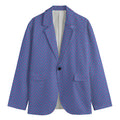 Blue And Purple Zigzag Pattern Print Men's Cotton Blazer