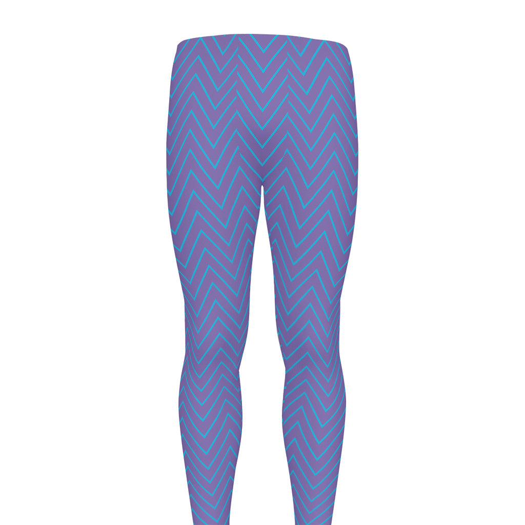 Blue And Purple Zigzag Pattern Print Men's leggings
