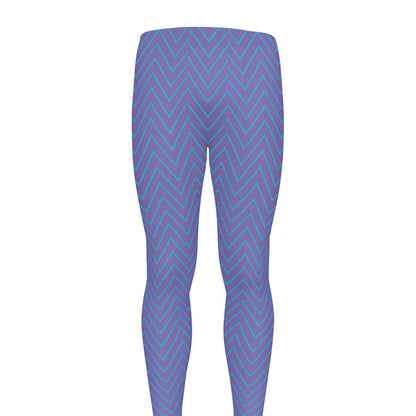 Blue And Purple Zigzag Pattern Print Men's leggings
