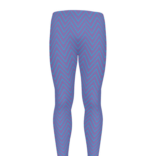 Blue And Purple Zigzag Pattern Print Men's leggings