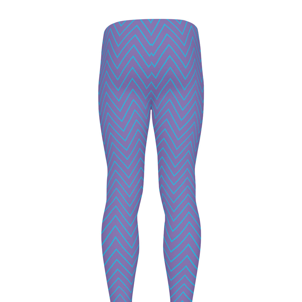 Blue And Purple Zigzag Pattern Print Men's leggings