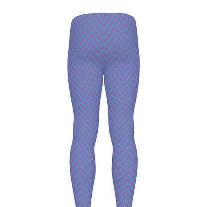Blue And Purple Zigzag Pattern Print Men's leggings