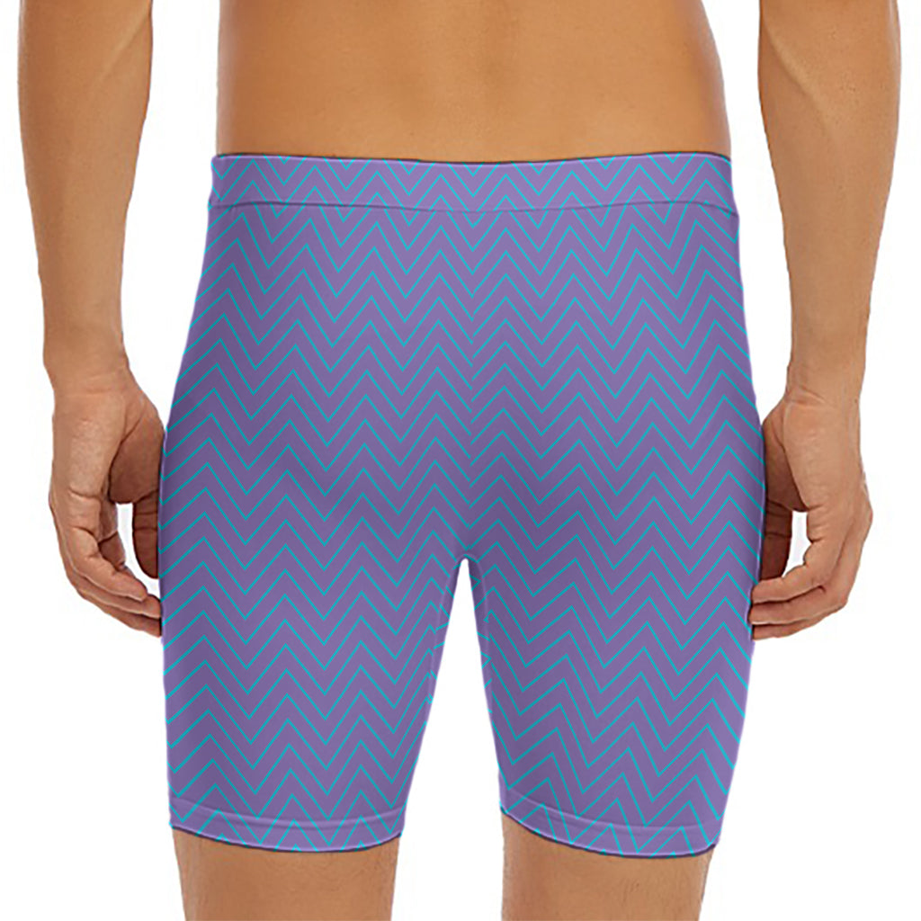 Blue And Purple Zigzag Pattern Print Men's Long Boxer Briefs